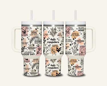 Daily Affirmations Tumbler with Side Handle (2 versions)